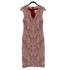 HD in Paris Floral Fitted Knit Pencil Dress in Rust/Cream Size 2